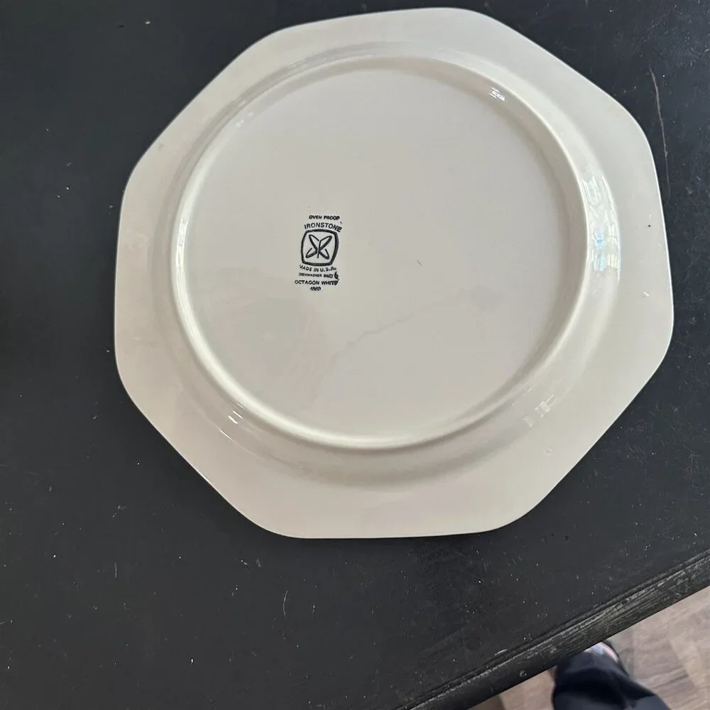 Vintage Sears Chop Plate Platter Ironstone Octagon White Made in USA